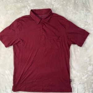 Patagonia Men's Black and Red Striped Polo Shirt